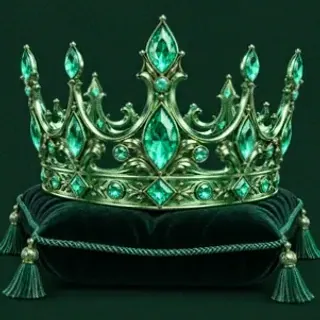 Gold crown on cushion — Fair Go